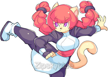 anthro braided_hair clothing female footwear fur hair kick purple_eyes shoes solo tail yellow_body yellow_fur zipskyblue kyoko_(zipskyblue) felid feline mammal
