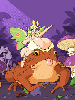 3_toes 4_fingers 4_toes adjusting_clothing ambiguous_gender angry ankleband antennae_(anatomy) areola areola_slip barefoot big_breasts blonde_hair boob_hat breasts brown_body cleavage cleavage_overflow clothed clothing collarbone cross-eyed eyelashes feet female feral fingers fungus gesture green_wings group hair hand_gesture huge_breasts humanoid_pointy_ears hyper hyper_breasts insect_wings leaf legwear light_body light_skin micro mushroom open_mouth pink_tongue pointing pointy_ears purple_background riding simple_background teeth thick_thighs toes tongue tongue_out top_heavy trio wings woot lielle_(woot) amphibian animal_humanoid ant arthropod arthropod_humanoid fairy frog humanoid hymenopteran insect insect_humanoid leafcutter_ant lepidopteran lepidopteran_humanoid moth_humanoid toad_(frog) 2023 3:4 digital_drawing_(artwork) digital_media_(artwork) oekaki pixel_(artwork)
