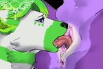 anthro anus bright_colors cunnilingus duo female genitals licking lips male male/female oral plump_labia pussy sex solo_focus thick_lips tongue tongue_out vaginal tekitourabbit_(artist) canid canine felid feline mammal 3:2