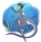 anthro balls digital_media_(artwork) fish geekidog genitals girly hi_res male marine nude open_mouth shark solo thick_thighs underwater water