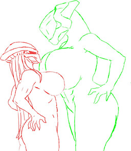 5_fingers abs armor big_breasts breast_size_difference breast_squish breasts breasts_frottage butt clothing comparing comparing_breasts dreadlock_cuffs duo female female/female fingers glistening glistening_body glistening_breasts green_outline headgear headgear_only headwear headwear_only helmet helmet_only huge_breasts markings mask mask_only mostly_nude muscular muscular_female muscular_humanoid nails non-mammal_breasts not_furry nude outline red_line_art sharp_nails simple_background size_difference squish striped_body striped_markings stripes thick_thighs white_background wide_hips tbkaltoria halo_(series) microsoft predator_(franchise) xbox_game_studios curved_edge_(tbkaltoria) alien alien_humanoid humanoid sangheili yautja 2021 colored_line_art digital_media_(artwork) guide_lines hi_res sketch