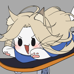 alternate_species anthro black_eyebrows blonde_hair blue_clothing blush blush_lines clothed clothed_anthro clothed_female clothing cute_fangs eyebrows eyelashes fangs female fur furrification hair inner_ear_fluff lying machine on_front open_mouth pawpads paws pink_paws simple_background skateboard skateboarding solo tail teeth tuft vehicle white_body white_fur yellow_ears yellow_inner_ear_fluff young young_anthro young_female j_humbo capcom pragmata diana_(pragmata) android domestic_cat felid feline felis mammal robot 1:1 2026 hi_res icon