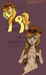 alternate_species anus breasts clothing cutie_mark female feral genitals hat headgear headwear humanized pussy quadruped solo tail topwear vest jobo37 tripsocho friendship_is_magic hasbro my_little_pony braeburn_(mlp) earth_pony equid equine horse human mammal pony 2012