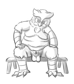 animal_genitalia anthro balls beak bedroom_eyes belly belly_overhang bench big_belly cheek_tuft chest_tuft facial_tuft fat_rolls feathers feet genitals hand_on_chin hand_on_knee hand_on_leg looking_at_viewer male moobs musclegut muscular narrowed_eyes nude on_bench overweight overweight_male penis penis_tip saggy_balls seductive sheath sheathed_tapering_penis simple_background sitting sitting_on_bench solo talon_hands talons tapering_penis thick_thighs toes tuft white_background undergreysnest dungeons_and_dragons hasbro wizards_of_the_coast barbertos_troulasorn_(undergreysnest) avian bird great_horned_owl horned_owl owl owlin true_owl digital_drawing_(artwork) digital_media_(artwork) hi_res sketch watermark