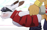 anal anal_penetration anthro arm_pull arms_held balls bent_over blush bodily_fluids bottomwear bottomwear_down butt clothed clothing cum cum_in_ass cum_inside duo erection from_behind_position fur genital_fluids genitals long_ears male male/male male_penetrated male_penetrating male_penetrating_male orgasm pants pants_down partially_clothed penetration penis prison_guard_position sex shirtless_male topwear vest white_body white_fur kurimo_jinguy summer_wars king_kazma human lagomorph leporid mammal rabbit 2d_animation animated high_framerate huge_filesize long_playtime motion_tweening no_sound webm