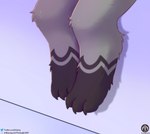 ambiguous_gender anthro crossed_legs feet foot_focus foot_shot leg_markings markings paws sitting solo text senz sean_(senz) iradeon absurd_res hi_res url