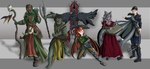 arm_scar armor arrow_(weapon) axe barbarian beard black_hair blue_eyes bodypaint bone bow_(weapon) braided_beard braided_hair braided_ponytail brown_eyes cape clothing dress druid face_paint facial_hair feet female footwear fur green_eyes hair horn jewelry magic_user male married_couple multicolored_body multicolored_fur orange_eyes ponytail ranged_weapon red_clothing red_dress red_hair scar screaming shoes skull staff tattoo toes tribal_spellcaster two_tone_body two_tone_fur weapon lordofnothin1 dungeons_and_dragons hasbro wizards_of_the_coast animal_humanoid elf felid felid_humanoid feline feline_humanoid half_elf half_orc humanoid mammal mammal_humanoid orc tabaxi hi_res brother_(lore) brothers_(lore) sibling_(lore)