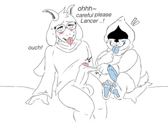 animal_genitalia animal_penis anthro canine_genitalia canine_penis cock_and_ball_torture dialogue duo foreskin foreskin_play foreskin_torture fur genital_torture genitals male male/male penis penis_torture text young young_anthro young_male larretthekinkyferret deltarune undertale_(series) lancer_(deltarune) ralsei bovid canid canine caprine darkner goat mammal 2018 4:3 english_text