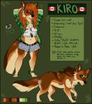 anthro black_border border clothed clothing female feral multiple_forms side_view solo standing text tongue tongue_out compass_(artist) canid canine canis mammal wolf english_text hi_res model_sheet