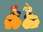 anthro big_breasts big_butt blue_eyes blush bra breasts butt clothed clothing duo female fur green_eyes hair huge_breasts huge_butt orange_body orange_fur partially_clothed red_hair slightly_chubby slightly_chubby_female sports_bra thick_thighs tight_clothing underwear yellow_body yellow_fur eldiipiid archie_comics sega sonic_the_hedgehog_(archie) sonic_the_hedgehog_(comics) sonic_the_hedgehog_(series) bunnie_rabbot sally_acorn chipmunk ground_squirrel lagomorph leporid mammal rabbit rodent sciurid 4:3 absurd_res hi_res