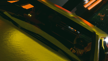 anthro car clothing driving duo female glowing hat headgear headwear machine vehicle domizoni r4v3_(modeler) warfaremachine_(modeler) five_nights_at_freddy's scottgames foxy_(fnaf) officer_flint_(foresttherotten) animatronic canid canine fox mammal murid murine rat robot rodent 16:9 2026 3d_(artwork) blender_(artwork) blender_cycles_(artwork) digital_media_(artwork) hi_res widescreen