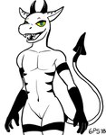 anthro blue_eyes female flat_chested genitals horn looking_at_viewer markings navel nude nude_anthro nude_female open_mouth pointed_tail pussy simple_background solo spade_tail standing tail teeth yellow_sclera 60percentscalie mythology stelis demon mythological_creature mythological_scalie scalie digital_media_(artwork)