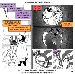 anthro blush butt dialogue duo eyewear eyewear_on_head food fruit goggles goggles_on_head horn male melon plant text watermelon james_howard aamon_(james_howard) shadow_nightclaw_(fursona) bat demon imp mammal mouse murid murine rodent comic english_text hi_res multiple_scenes url