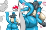 ambiguous_penetration anthro big_butt biped black_body blue_body breasts butt butt_ripples duo female male male/female penetration penile penile_penetration rear_view sex thick_thighs wide_hips enigi09 nintendo pokemon anon generation_4_pokemon human lucario mammal pokemon_(species) hi_res