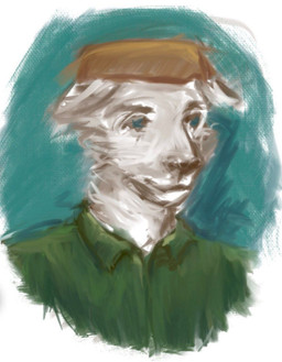 anthro blue_eyes clothed clothed_anthro clothed_male clothing ears_down eyebrows fur green_clothing green_shirt green_topwear hat headgear headwear looking_forward male pivoted_ears shirt solo topwear wearing_hat white_body white_fur reynard_goodfellow domestic_cat felid feline felis mammal hi_res