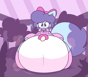 anthro big_diaper big_pacifier big_tail bottomwear bow_(feature) clean_diaper clothed clothing collar crib diaper dipstick_tail eyelashes female fluffy fluffy_hair fluffy_tail hair heart_symbol hoodie huge_diaper markings pacifier pacifier_necklace pink_clothing plushie solo tail tail_markings thick_thighs topwear underwear wearing_diaper dummydoodles rosy_(dummydoodles) domestic_cat felid feline felis mammal hi_res