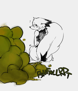 anthro big_butt blush blush_lines butt ears_down fart fart_cloud fart_fetish female female_anthro female_farting fluffy fluffy_tail fur green_fart_cloud green_text head_turned looking_at_viewer looking_back looking_back_at_viewer nude nude_anthro nude_female onomatopoeia pivoted_ears rear_view sitting snout solo sound_effects tail text wide_hips lichee pepper_(lichee) canid canine fox hybrid mammal mephitid skunk 2023 english_text hi_res restricted_palette