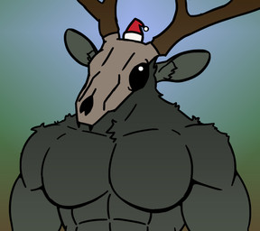 abs anthro antlers big_muscles big_pecs bone christmas_clothing christmas_headwear clothing grey_body hat headgear headwear holidays horn huge_pecs inner_ear_fluff looking_up male muscular muscular_male pecs santa_hat simple_background skull skull_head solo three-quarter_view tiny_hat tuft white_eyes c4r4 american_mythology christmas indigenous_north_american_mythology mythology north_american_mythology deerhead_(c4r4) monster wendigo 2025 bust_portrait digital_drawing_(artwork) digital_media_(artwork) hi_res portrait