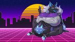 anthro big_breasts big_bulge breasts bulge bulge_in_face chug_jug cleavage clothed clothing diaper diaper_bulge erection erection_in_diaper fluffy gynomorph huge_breasts huge_bulge hyper hyper_breasts intersex latex solo synthwave thick_thighs weewizzylizzy epic_games fortnite pack_leader_highwire canid canine canis mammal wolf 16:9 4k absurd_res hi_res widescreen