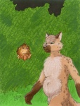 abdominal_bulge anthro duo felid green_eyes guppy_(artist) hiding hyena lion male mammal pantherine spotted_hyena stalker stalking tail yellow_eyes