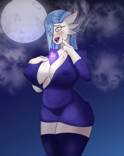 3_fingers big_breasts blind blue_hair blush breasts clothing disability eye_through_hair female fingers genitals hair hair_over_eye hand_over_breast huge_breasts legwear lipstick long_hair makeup markings mole_(marking) mole_on_breast mole_under_eye moon night nipples not_furry one_eye_closed one_eye_obstructed purple_lipstick slightly_chubby solo thick_thighs thigh_highs tight_clothing translucent translucent_clothing translucent_hair vulva white_eyes reapcreates831 nintendo pokemon gardevoir generation_3_pokemon humanoid pokemon_(species) 2023 hi_res