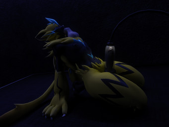 black_body claws deep_throat fellatio fur genitals kneeling looking_pleasured male male/male oral oral_penetration penetration penile penis penis_milking sex yellow_body yellow_fur pogusername warfaremachine_(modeler) nintendo pokemon generation_7_pokemon legendary_pokemon pokemon_(species) zeraora 4:3 hi_res