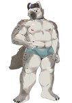 anthro areola blush bulge clothed clothing eyebrow_piercing facial_piercing fur grey_body grey_fur hair male markings musclegut muscular muscular_anthro muscular_male nipple_piercing nipples piercing pubes slightly_chubby solo spots spotted_body spotted_fur tail thick_calves thick_thighs underwear underwear_only bunny_stream arknights hypergryph studio_montagne spot_(arknights) hyena mammal spotted_hyena 2024 hi_res