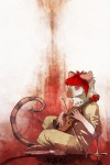 anthro barefoot biped bow_(stringed_instrument) bowed_string_instrument clothed clothing feet frown fully_clothed fur hair holding_musical_instrument holding_object male musical_instrument playing_music playing_violin red_hair rolled_up_sleeves scowl short_hair side_view sitting solo string_instrument stripes tail violin white_body white_fur nathradas mammal murid murine rat rodent 2:3