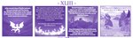 4koma ambiguous_gender anthro base_one_layout braver_(vavacung) canid canine clothing comic dialogue disaster_dragon dragon duo english_text feral four_frame_image fox hi_res human mammal melee_weapon monochrome mythological_creature mythological_scalie mythology one_row_layout profanity purple_theme scalie speech_bubble tail text vavacung weapon wings