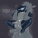 anthro bdsm dominant dominant_male duo genitals hood humanoid_genitalia imminent_sex latex male male/male nervous penis questionable_consent restrained sex shaking size_difference stand_and_carry_position standing standing_sex struggling submissive submissive_male throbbing throbbing_penis trembling mazmaven equid equine horse mammal 1:1 hi_res