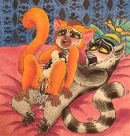 4_fingers 4_toes anthro balls bent_spoon_position black_penis blush bodily_fluids breasts crown crown_only cum cum_inside duo eyelashes featureless_breasts feet female female_penetrated fingers from_behind_position genital_fluids genitals hand_on_breast headgear headgear_only lying male male/female male_penetrating male_penetrating_female narrowed_eyes nude nude_anthro nude_female on_back open_mouth orgasm_face penetration penile penile_penetration penis penis_in_vagina raised_tail sex sitting_on_another sweat tail teeth toes tremble_lines vaginal vaginal_penetration vulva puku83 all_hail_king_julien dreamworks madagascar_(series) clover_(madagascar) king_julien crowned_lemur lemur mammal primate ring-tailed_lemur strepsirrhine 2015 hi_res traditional_media_(artwork)