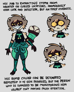 anthro bomb_collar clothing collar grin male shirt smile solo text topwear yellow_eyes shen_comix shen_(shen_comix) mammal procyonid raccoon model_sheet