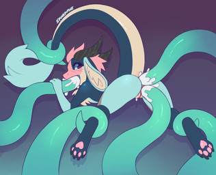 4_toes all_three_filled anal anal_penetration anthro black_claws blue_tentacles blush bodily_fluids bound butt captured chest_tuft claws cum cum_in_ass cum_in_mouth cum_in_vagina cum_inside dominant feet fellatio female forced fur genital_fluids hair helpless horn lifted lifting long_ears looking_back male oral oral_penetration pawpads paws penetration penile pink_hair pink_pawpads questionable_consent raised_tail restrained sex solo spread_legs spreading submissive submissive_male tail tail_tuft tentacle_around_leg tentacle_around_tail tentacle_domination tentacle_grab tentacle_in_ass tentacle_in_mouth tentacle_in_vagina tentacle_penetration tentacle_sex tentacles toe_claws toes triple_penetration tuft vaginal vaginal_penetration spunky_mutt mythology silvia_(pullmytail) dragon furred_dragon furred_scalie mythological_creature mythological_scalie scalie 2017 hi_res restricted_palette