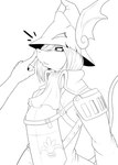 anthro armor boop clothing disembodied_hand duo hand_on_nose hat headgear headwear humanoid_hands nose_boop simple_background white_background redboard final_fantasy final_fantasy_ix square_enix freya_crescent burmecian human mammal murid murine rat rodent black_and_white monochrome