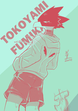 ambiguous_gender ambiguous_humanoid beak biped bottomwear clothed clothed_ambiguous clothed_humanoid clothing for_a_head half-closed_eyes hand_in_pocket hoodie looking_back looking_down narrowed_eyes pockets print_clothing print_topwear rear_view shorts simple_background solo standing text topwear bananana8729 my_hero_academia fumikage_tokoyami animal_head animal_humanoid avian avian_humanoid humanoid 2020 character_name dated digital_media_(artwork) halftone hi_res restricted_palette signature male_(lore)