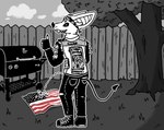 alternative_fashion american_flag anthro bodily_fluids boots bottomwear cheek_tuft clothing collar denim denim_bottomwear denim_clothing denim_jacket denim_topwear denim_vest facial_tuft fingerless_gloves flag flag_desecration footwear genital_fluids gesture gloves hand_gesture handwear humor jacket jeans kerchief male pants patch_(fabric) peeing peeing_on_flag politics punk sharp_teeth shoes smile smirk smug smug_face smug_grin solo spade_tail spiked_collar spikes tail teeth thumbs_up topwear tuft united_states_of_america urine vest wide_eyed sinsquest sins_(sinsquest) bat mammal 2021 digital_media_(artwork) monochrome trans_(lore) trans_man_(lore)