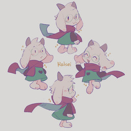 anthro chibi clothing eyewear fur glasses green_clothing grey_background horn looking_at_viewer looking_back looking_back_at_viewer male round_glasses scarf simple_background smile solo sparkles standing white_body white_fur aming1001 deltarune undertale_(series) ralsei bovid caprine darkner goat mammal 1:1 2026 digital_drawing_(artwork) digital_media_(artwork)