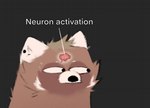 anthro black_background brain fur geometric_background grid_background humor male organs pattern_background simple_background solo stare text tuft minedoo neuron_activation minedoo_(character) ailurid mammal red_panda 2023 english_text hi_res meme reaction_image