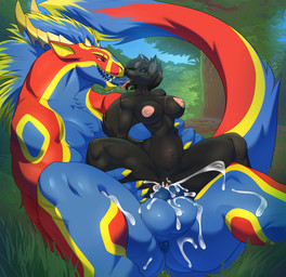 abdominal_bulge animal_genitalia anthro anthro_on_feral anthro_penetrated areola balls bestiality big_balls big_breasts bodily_fluids breasts cum cum_inside duo female female_penetrated feral feral_penetrating feral_penetrating_anthro forest french_kissing genital_fluids genitals kissing knot larger_male male male/female male_penetrating male_penetrating_female nipples penetration penile penile_penetration penis penis_in_vagina plant sex size_difference smaller_female smaller_penetrated tongue tongue_out tree vaginal vaginal_penetration javkiller darkwolf_(darkwolfdemon) kachayin_(greifenherz) canid canine canis felkin mammal wolf absurd_res hi_res