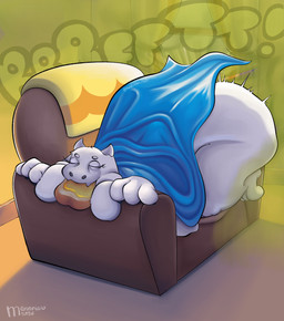anthro ass_up bed_sheet bedding big_butt bread butt clothed clothing curtains eating eyes_closed fart fart_cloud fart_fetish female food furniture happy honey_(food) horn lying lying_on_sofa morning obese obese_female on_sofa onomatopoeia overweight overweight_female partially_clothed sofa solo sound_effects text tired toast window manaria_opossum undertale_(series) toriel bovid caprine goat mammal 2026 absurd_res hi_res signature