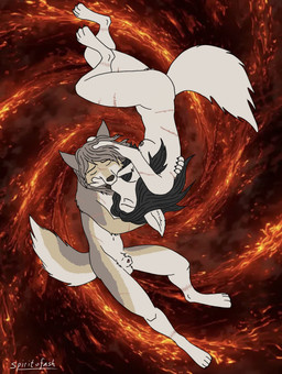 4_toes 5_fingers animal_genitalia anthro anthro_on_anthro balls black_hair black_nose breasts brown_body brown_fur brown_hair butt duo feet female fingers fur genitals hair hindpaw humanoid_hands kiss_on_lips kissing male male/female nipples nude nude_anthro nude_female nude_male paws romantic romantic_couple scar sheath tail toes white_body white_fur spiritofash caelum_(skythe) liandra_(skythe) canid canine canis mammal wolf hi_res