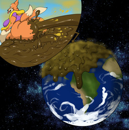 anthro belly big_belly big_breasts blush bottomless bottomwear breasts buried buried_in_feces clothed clothing cloud continent cosmic_background cutaway destruction earth_(planet) excessive_feces fart fart_cloud feces feces_pile female galaxy hands_on_stomach hyper hyper_feces looking_pleasured multi_tail multiple_angles obese outside overweight partially_clothed planet planet_destruction pooping purple_clothing purple_shirt purple_topwear rear_view sea shirt shirt_only simple_background sitting sky solo tail thick_thighs tongue tongue_out topwear topwear_only torn_bottomwear torn_clothing water wide_hips bluepants nintendo pokemon butters_(zangg) floatzel generation_4_pokemon pokemon_(species) 2026 digital_drawing_(artwork) digital_media_(artwork) hi_res smaller_version_at_source