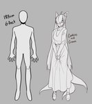 absurd_res animal_humanoid canid canid_humanoid canine canine_humanoid chart cookies_and_cream_(glacierclear) digital_drawing_(artwork) digital_media_(artwork) female fox_humanoid foxtrot_(glacierclear) glacierclear greyscale height_chart hi_res humanoid mammal mammal_humanoid monochrome