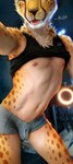 anthro bulge clothed clothing clothing_lift countershading male nipples photo_background realistic shirt shirt_lift solo tank_top tongue tongue_out topwear underwear cheetahpaws third-party_edit cheetahpaws_(character) cheetah felid feline mammal draw_over hi_res photo_manipulation photography_(artwork)