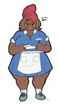 anthro big_breasts blue_bottomwear blue_clothing blue_shirt blue_skirt blue_topwear blue_uniform bottomwear breasts clothing female freckled_face freckles looking_at_viewer note_pad pen shirt skirt solo topwear waitress_uniform digitalpelican penny_jenkins_(simplifypm) avian bird chicken galliform gallus_(genus) phasianid hi_res