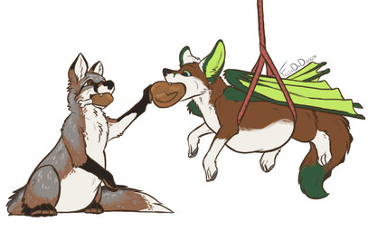 4_toes abdominal_bulge belly big_belly big_ears black_body black_ear_tips black_facial_markings black_legs bloated blue_eyes brown_body brown_eyes brown_paws chicken_meat dipstick_ears dipstick_tail dorsal_ridge dragon_wings duo ear_markings eating eating_food facial_markings feeding feet feral food force_feeding forced gradient_eyes green_eyes green_facial_markings green_inner_ear green_tail_tip green_wings grey_body grey_nose grey_pawpads hanging_from_ceiling head_markings inflation male markings meat multicolored_ears muzzle_(marking) orange_body pawpads pupils roast_chicken_leg stuffing suspension tail tail_markings tail_ridge teeth toes white_belly white_body white_ears white_inner_ear white_legs white_paws white_tail_tip wings felixdadragon mythology mjok techno_blueberry canid canine dragon fox grey_fox hybrid mammal mythological_creature mythological_scalie scalie urocyon hi_res