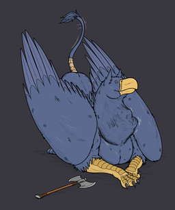 anthro anthro_prey ass_up axe battle_axe beak blue_body blue_fur bodily_fluids drooling duo feral feral_pred fully_inside fur male male_pred neck_bulge oral_vore saliva simple_background stretched_throat swallowing tail tail_wraps unseen_prey vore weapon wings wraps thatgryphonguy mythology jagg_(thatgryphonguy) avian gryphon mythological_avian mythological_creature hi_res