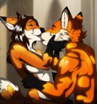 anthro athletic athletic_anthro bathing bathroom couples droplets duo female kiss_on_lips kissing male nude romantic romantic_couple shower showering tasteful_nudity water wet 0l-fox-l0 canid canine fox mammal absurd_res hi_res