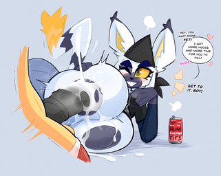 anthro anthro_penetrated areola beverage_can big_breasts blush bodily_fluids breasts clothed clothed_anthro clothed_female clothing cum cum_in_nipples cum_inflated_breasts cum_inflation cum_inside dialogue duo emanata faceless_character faceless_male female female_anthro female_focus female_penetrated fingers genital_fluids genitals huge_breasts inflation male male/female male_penetrating male_penetrating_female nipple_fetish nipple_penetration nipple_play nipples one_eye_closed penetration penile penile_penetration penis penis_in_nipple profanity sex simple_background smile solo_focus speech_bubble tail text kilinah junji_(kilinah) lemur mammal primate ring-tailed_lemur strepsirrhine 2025 digital_media_(artwork) english_text hi_res