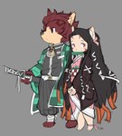 alternate_species anthro asian_clothing biped clothed clothing duo east_asian_clothing female fingers furrification hair inner_ear_fluff japanese_clothing male tuft young young_anthro young_female young_male anaquariusart cyberconnect2 little_tail_bronx nezuko_kamado tanjiro_kamado canid caninu felid felineko mammal absurd_res hi_res brother_(lore) brother_and_sister_(lore) sibling_(lore) sister_(lore)